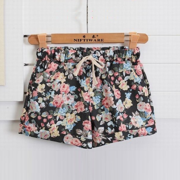 Floral Elastic Waist Drawstring Shorts, Western Wear, Shorts & Skirts ...