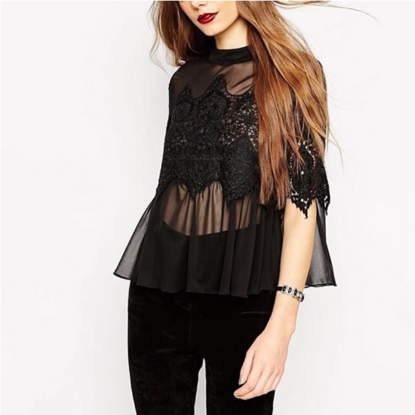 Littledesire Solid Floral Lace Tops, Western Wear, Tops Free Delivery ...