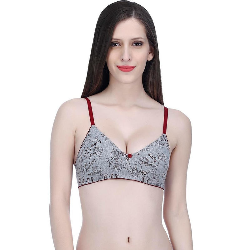 Beige Solid Transparent Straps Lightly Padded Push-Up Bra