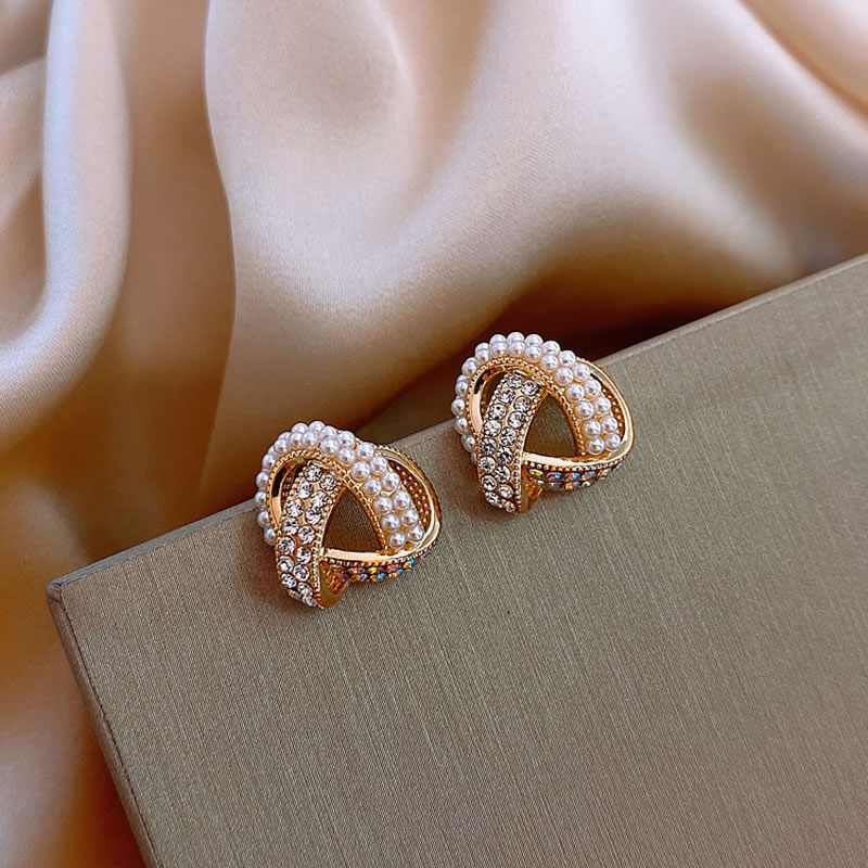 Cross Design Pearl Zinc Alloy Stud Earrings , Jewellery, Earrings ...