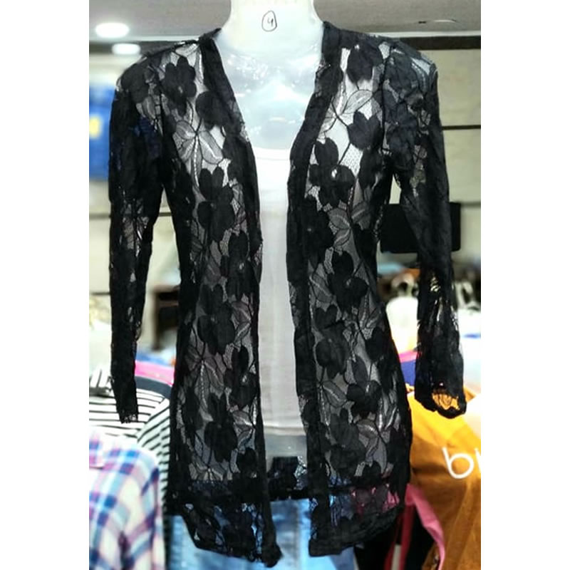 Long Sleeves Floral Net Black Shrug Western Wear Jackets Shrugs Free Delivery India