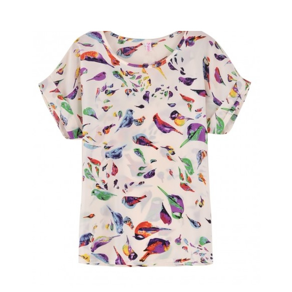 Colorful Birds Chiffon Batwing Loose Top, Western Wear, Tops Free ...