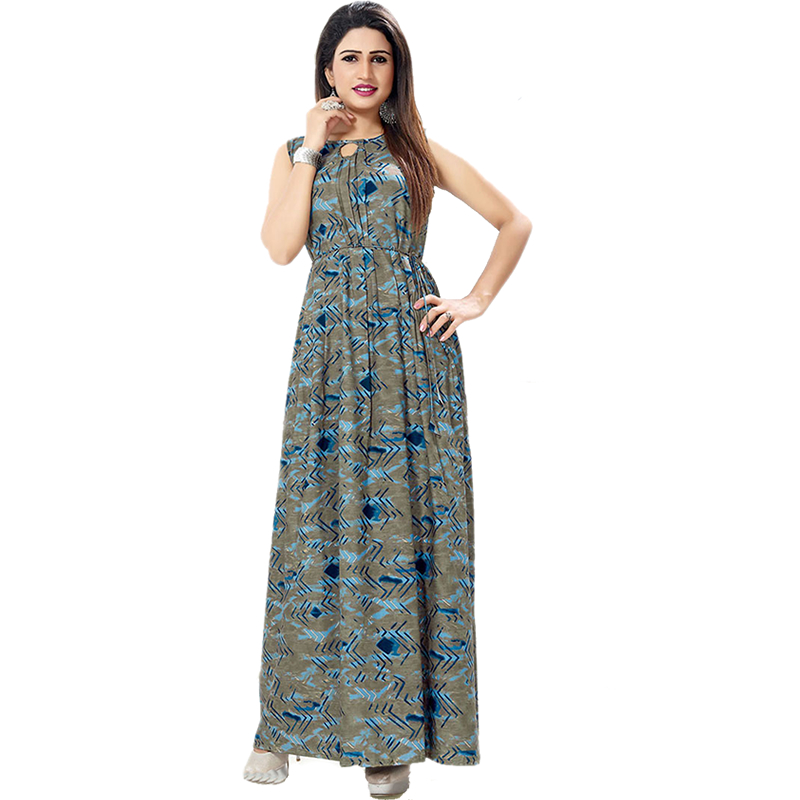 Littledesire Stylish Printed Long Mesh Kurta & Dress With Keyhole Neck ...