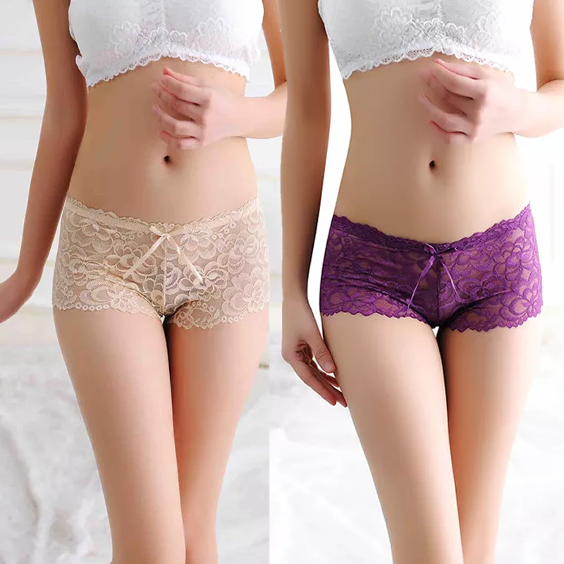 Transparent panties sexy seductive lace flowers low-rise ladies panties  marks hip lift briefs