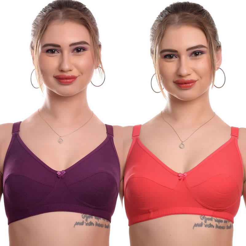 C-Cup Bra Cotton Hosiery Full Coverage Bra (Pack of 2), Lingerie, Bra Free  Delivery India.