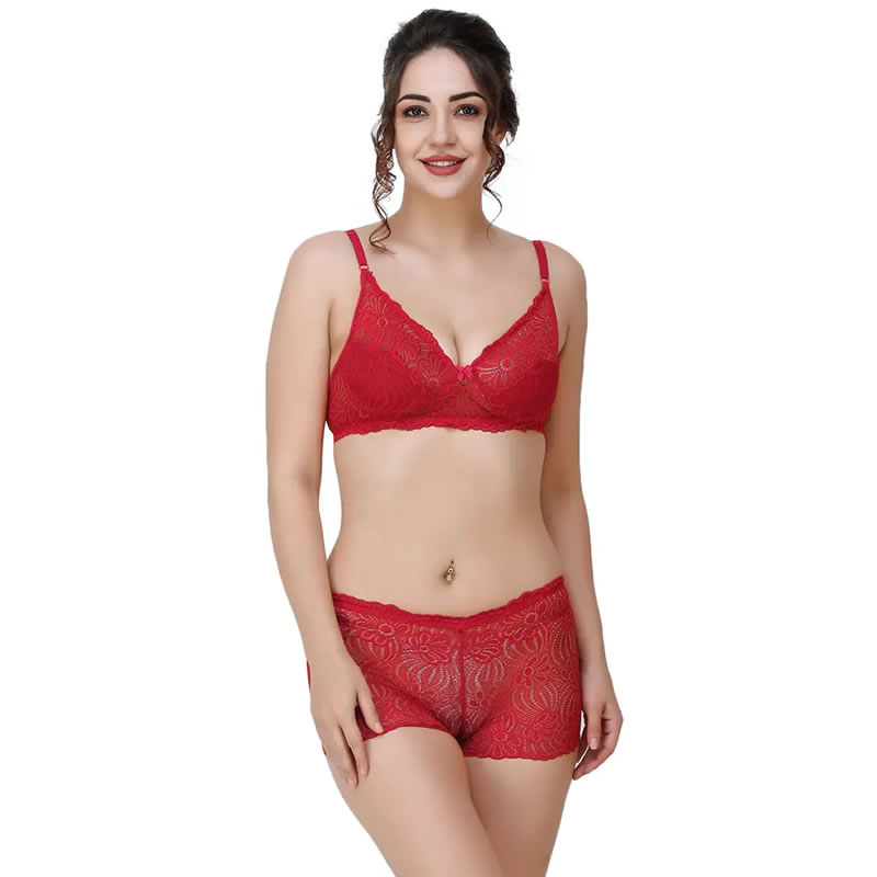 Net Lace Floral Embroidered Bra and Boyshort Panty Set, Lingerie, Bra and Panty  Sets Free Delivery India.