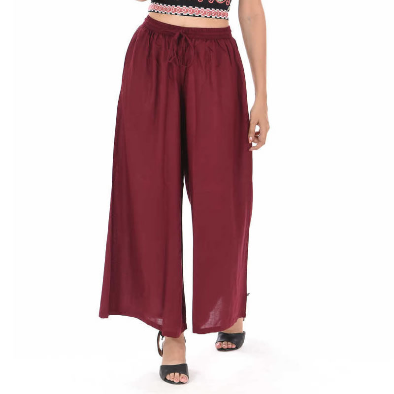 Littledesire Burgundy Palazzo With Side Pocket, Ethnic Wear, Palazzo ...