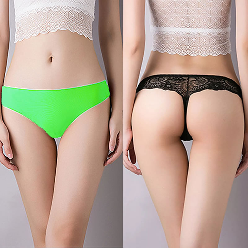 T-Back Floral Embroidery G-String Thong Panties (2 Pcs)