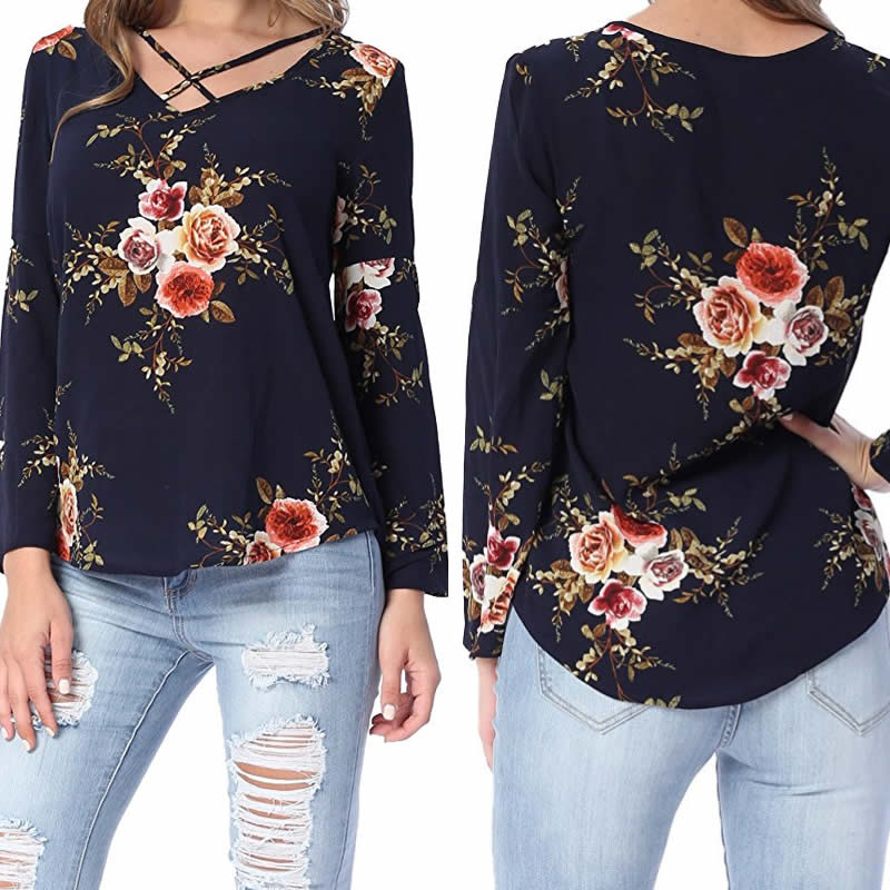 Designer Long Sleeve Floral Top, Western Wear, Tops Free Delivery India.