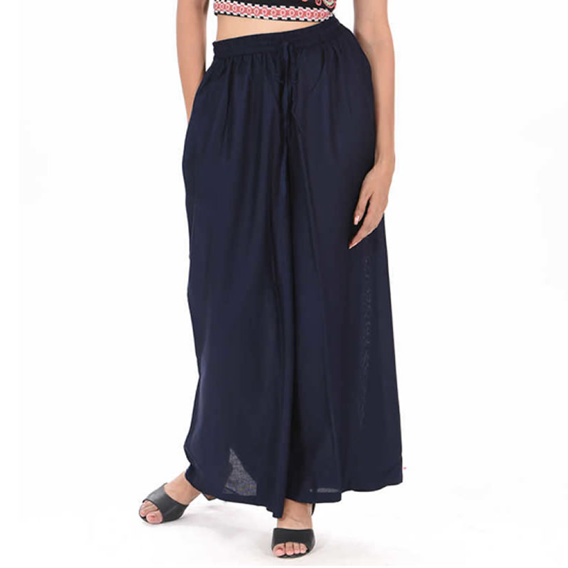 Buy online Rayon Navy Blue Flared Palazzo from Skirts, tapered pants &  Palazzos for Women by Clora Creation Plus for ₹1000 at 60% off | 2024  Limeroad.com