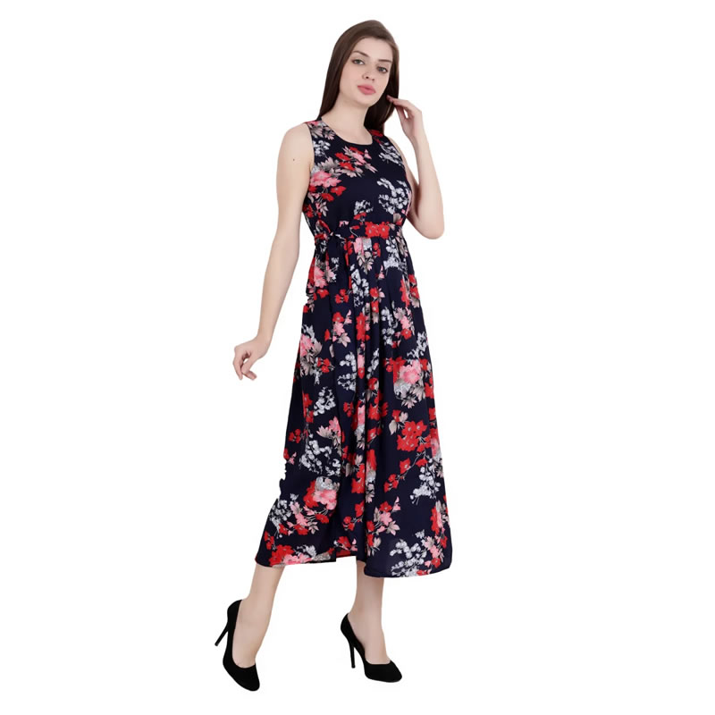 Floral Print Sleeveless Maxi Dress, Western Wear, Dresses Free Delivery ...