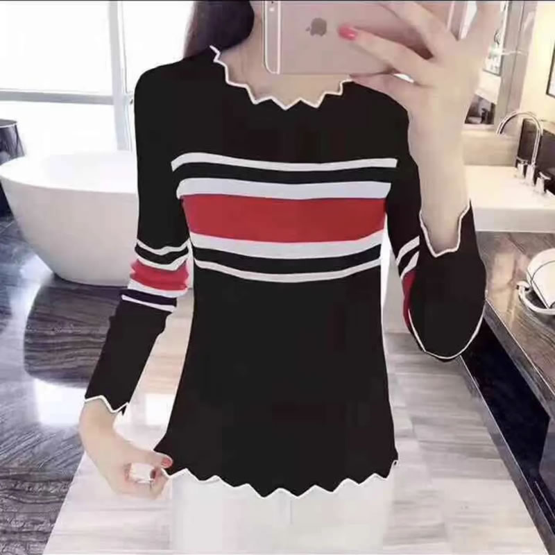 Fashion Knitted Long Sleeve Striped Sweater , Western Wear, Sweaters ...