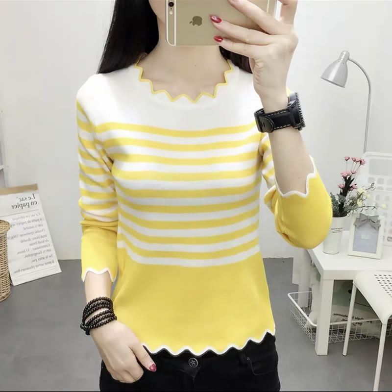 Fashion Knitted Long Sleeve Striped Print Sweater , Western Wear ...