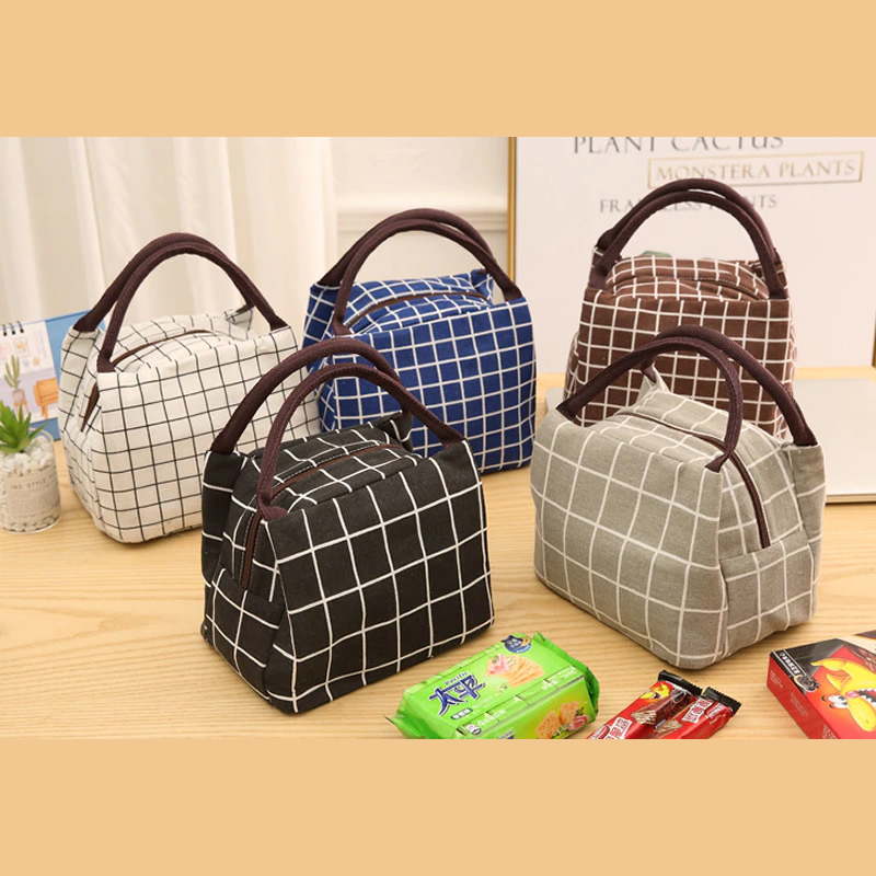 Check Print Insulated Oxford Portable Lunch Thermal Bags , Bags ...