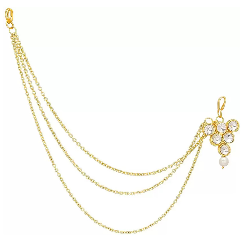 T19550 Maang Tikka Designs Floral Kemp Stones Gold Plated Jewellery Hair  Accessory  JewelSmartin