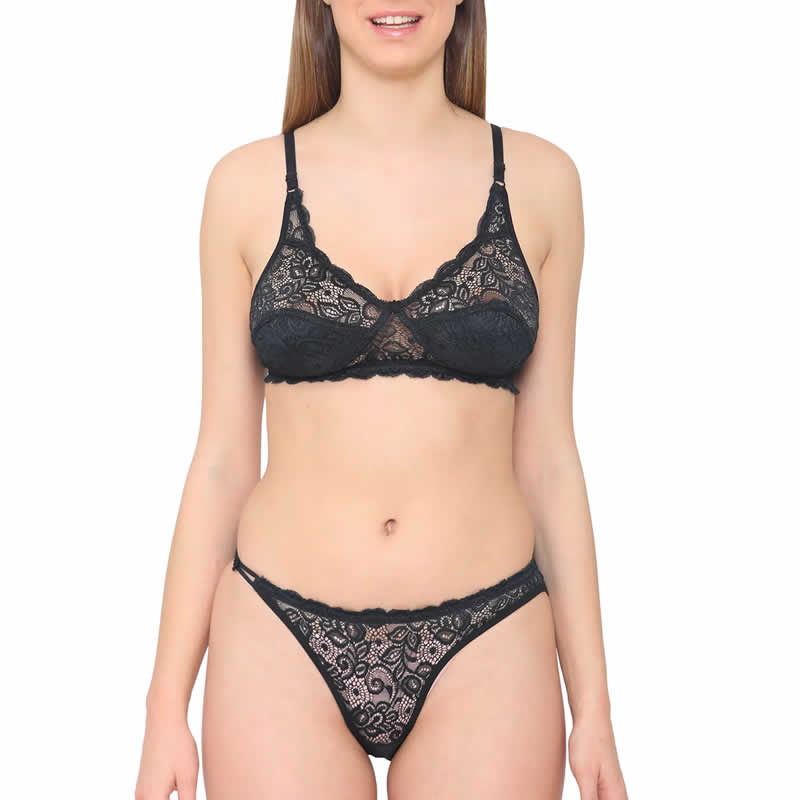 Bridal and Honeymoon Bra and Panty Set - Black, Lingerie, Bra and Panty Sets  Free Delivery India.