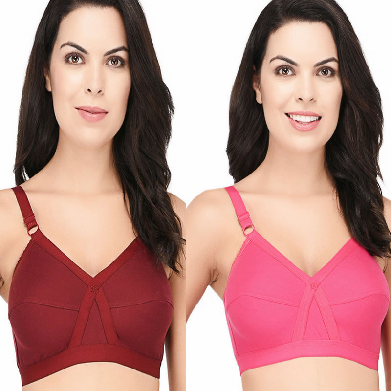 D-Cup Cotton Hosiery Full Coverage Bra (Pack of 2)