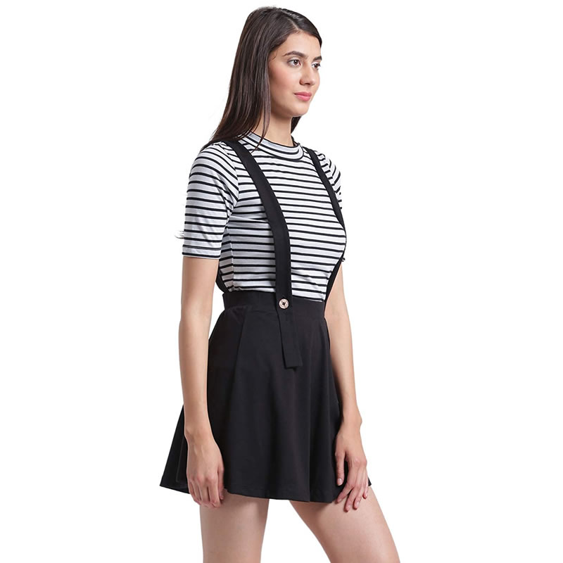 Black Suspender Skater Solid Skirt , Western Wear, Shorts & Skirts Free ...