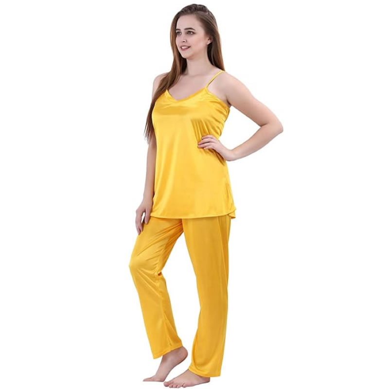 Plain Sleeveless Top Pajama Set for Women Lingerie Pajama