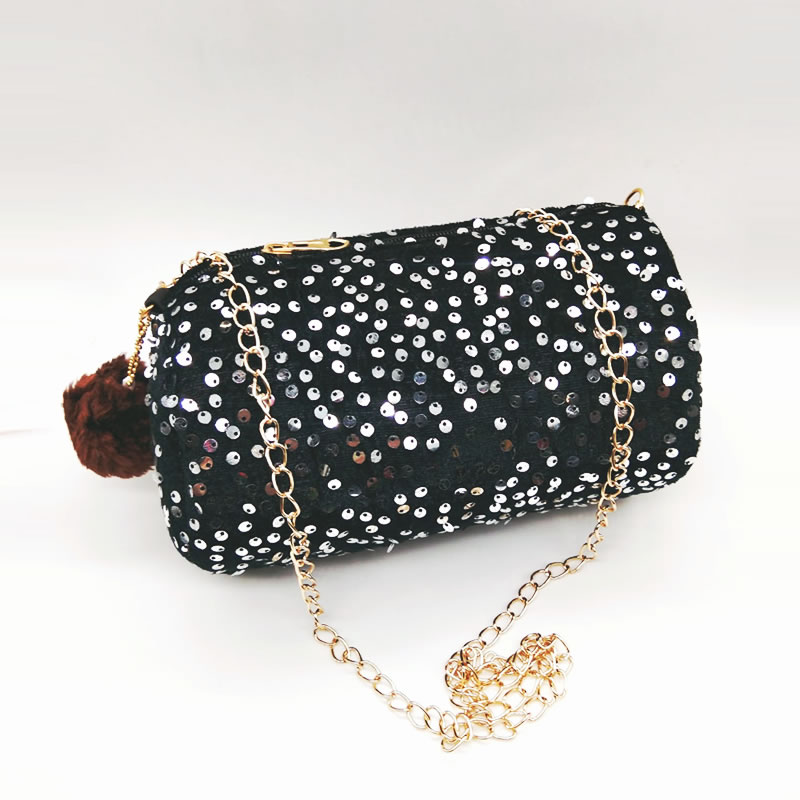 black Fashion Chain Shoulder Bag Evening Party Bucket Sequin Bag For Women  2020 Sliver Gold Purse girl Handbags Female dropship