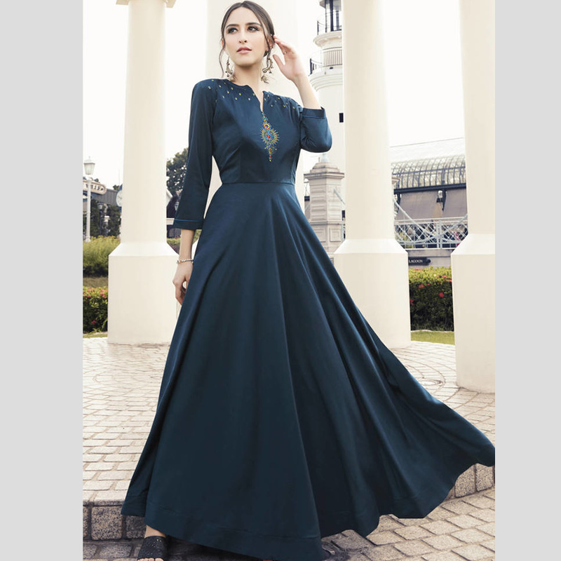 Fancy work designer gown with fancy ruffle work stylish dupatta