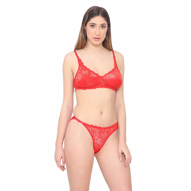 Bridal and Honeymoon Bra and Panty Set - Red, Lingerie, Bra and Panty Sets  Free Delivery India.