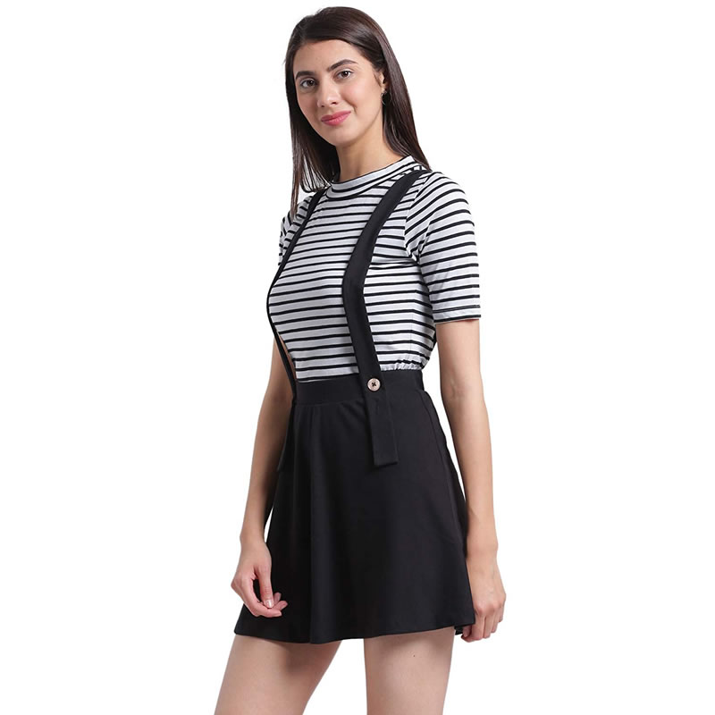 Black Suspender Skater Solid Skirt , Western Wear, Shorts & Skirts Free ...