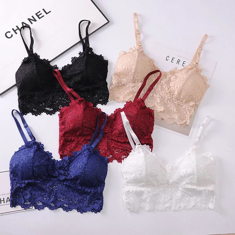 Lace Back Wrapped Chest Push Up Padded Bralette Crop Top, Lingerie ...
