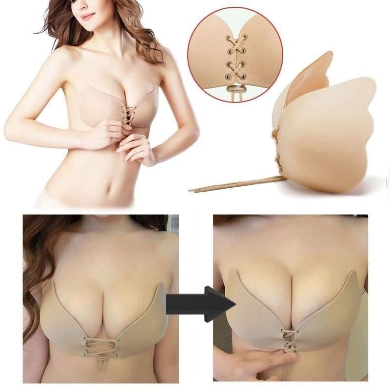 Silicone Gel Self-Adhesive Stick On Butterfly Shape Strapless Bra