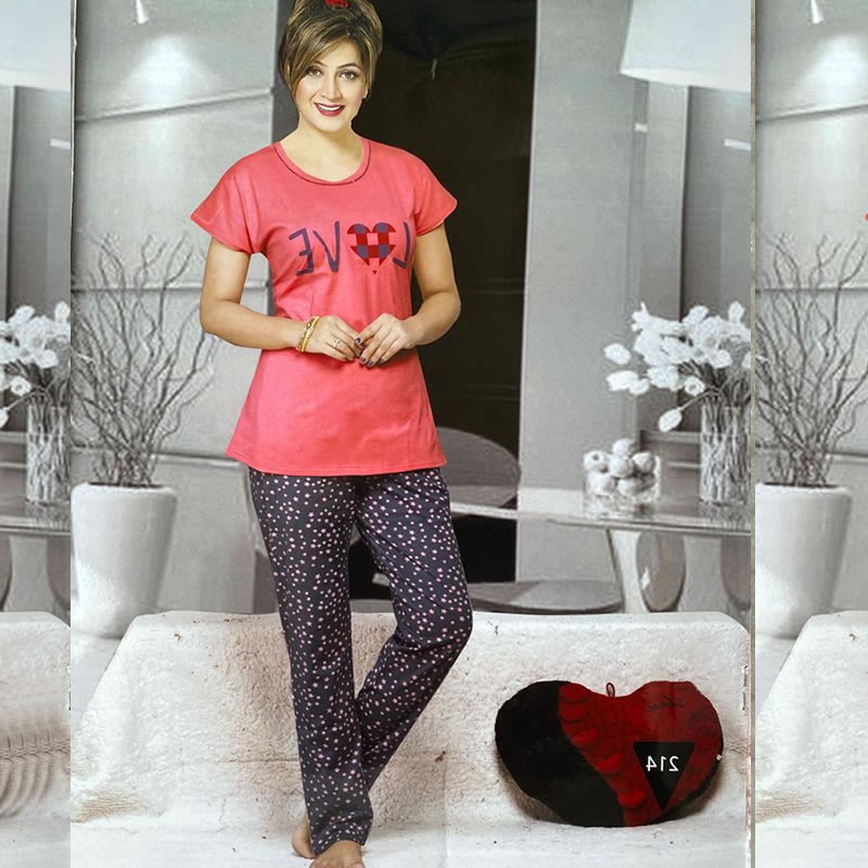 Printed Top and Pajama Women’s Night Suit, Lingerie, Pajama Sleepwear ...