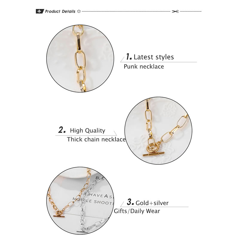Littledesire Golden Paperclip Link Chain Choker Necklace, Jewellery ...