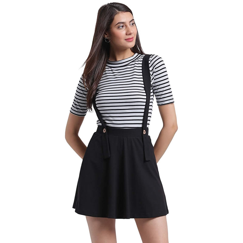 Black Suspender Skater Solid Skirt , Western Wear, Shorts & Skirts Free ...