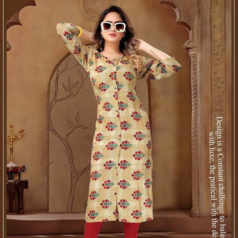 Littledesire Floral Print Round Neck Straight Kurta, Ethnic Wear, Daily ...