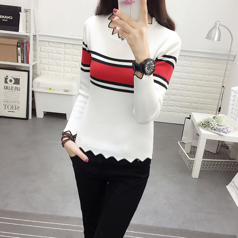 Fashion Knitted Long Sleeve Striped Sweater , Western Wear, Sweaters ...