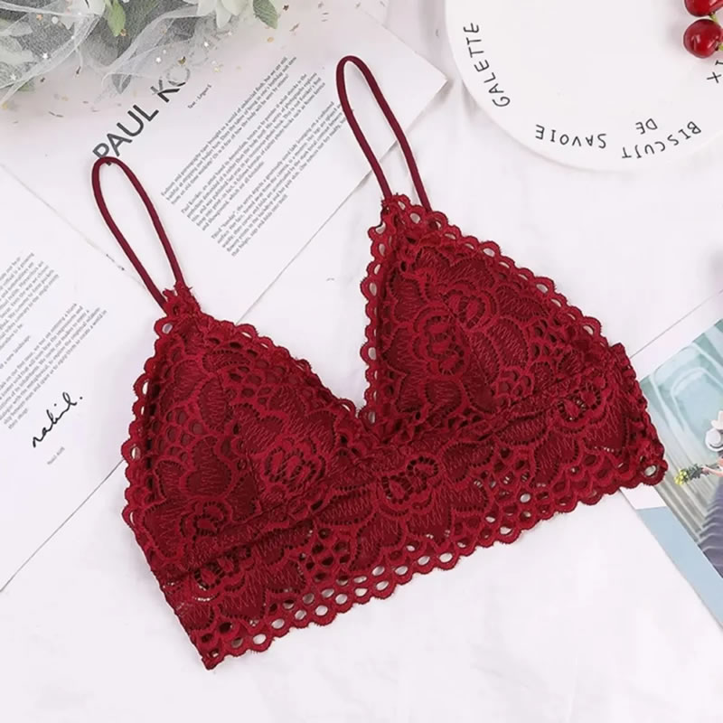 Beautiful Back Floral Lace Triangle Strappy Bralette , Lingerie, Sports ...