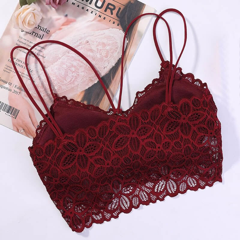 Floral Lace Non-Wired Lightly Padded Bralette , Lingerie, Sports Bra ...