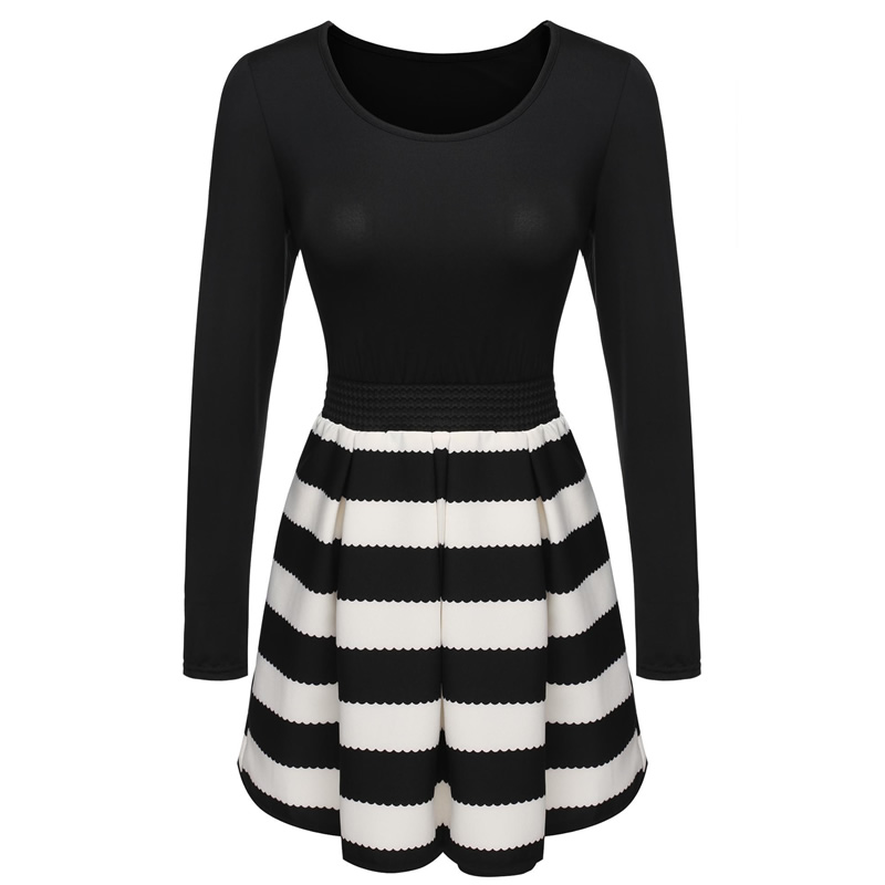 Slim Mini Flare Stripe Dress, Western Wear, Dresses Free Delivery India.