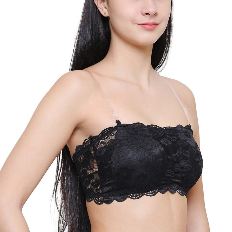 Embroidered Lace Tube Bra Transparent Straps Back Hook, Lingerie, Sports Bra  Free Delivery India.