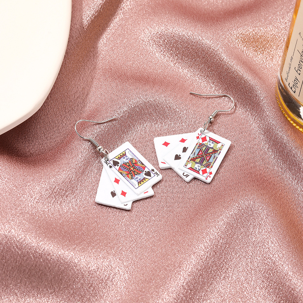 316L Steel stud earrings a playing card motif ace of clubs with black glaze #77 316L Steel stud earrings a playing card motif ace of clubs with black glaze