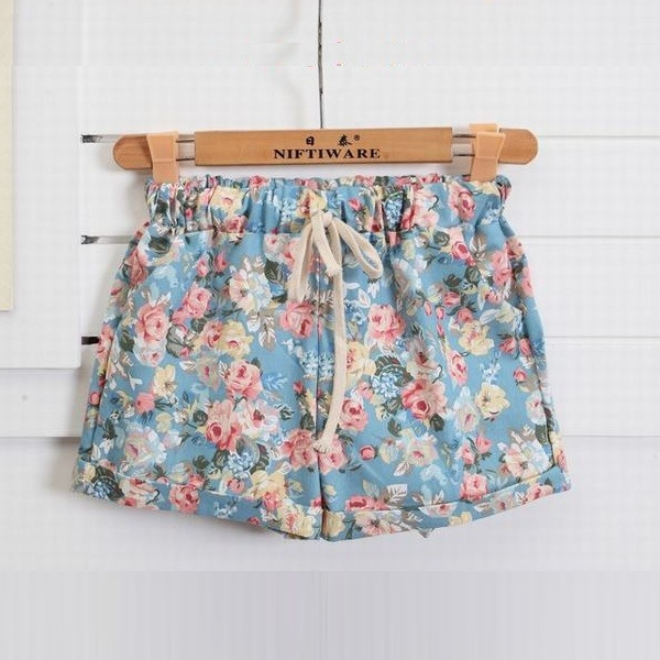 Floral Elastic Waist Drawstring Shorts, Western Wear, Shorts & Skirts ...