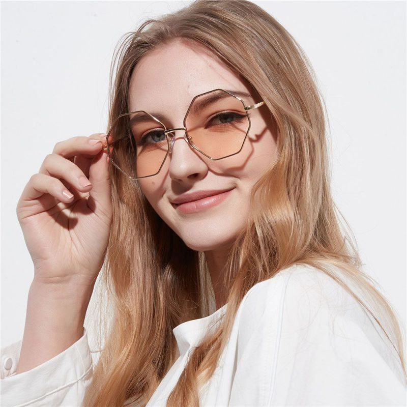 Classy Polygon Metal Frame Sunglasses UV400, Sunglasses, Women ...