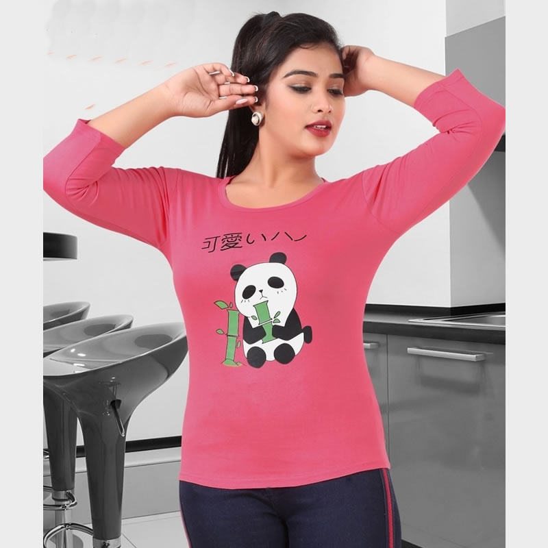Littledesire Cartoon Print Cotton Women Pink T-Shirt, Western Wear, T-Shirts  Free Delivery India.