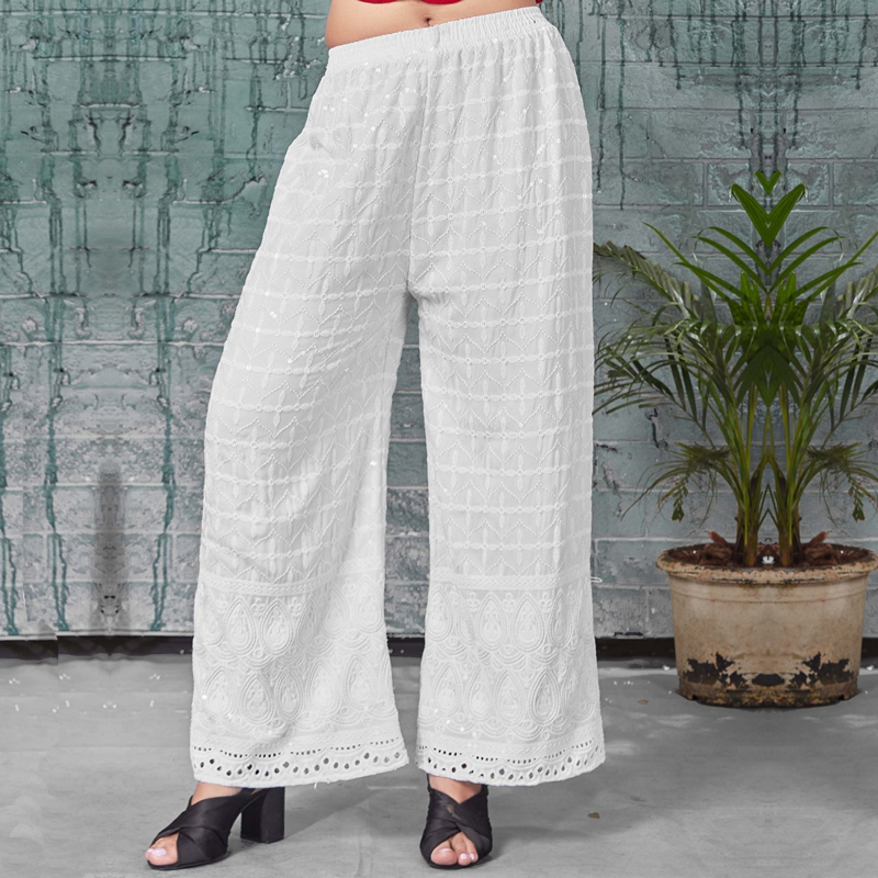 High-Waist Palazzo Pant - White | Talbots