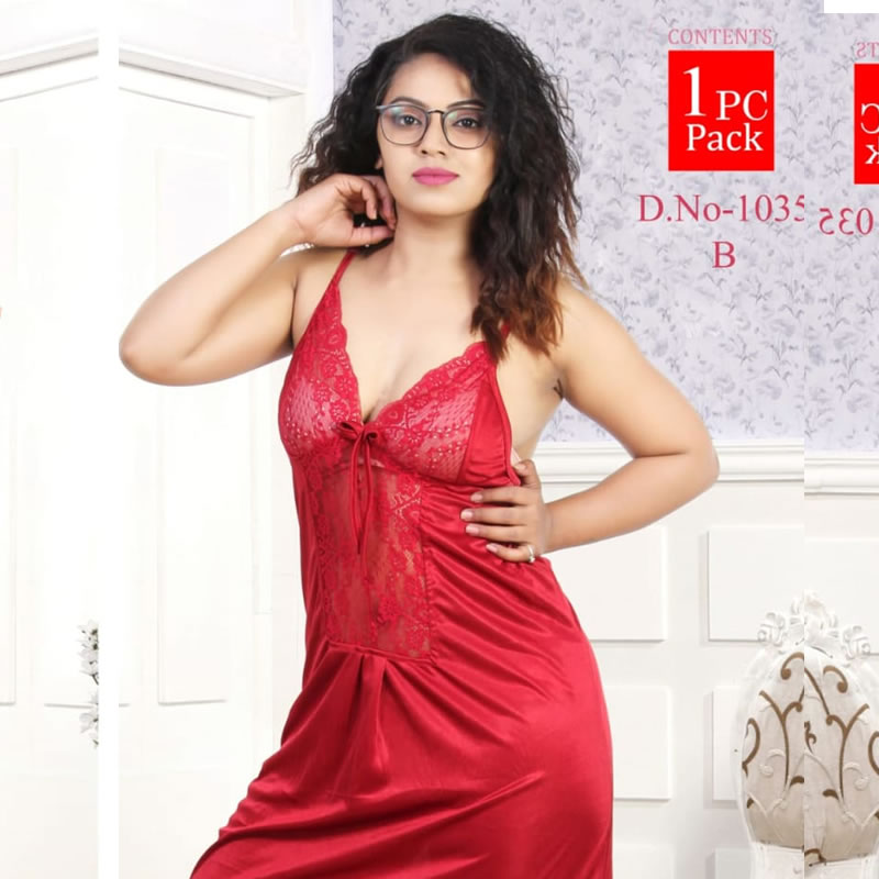 Deep V Neck Satin Long Wrap Gown Nighty Lingerie Exotic Babydoll