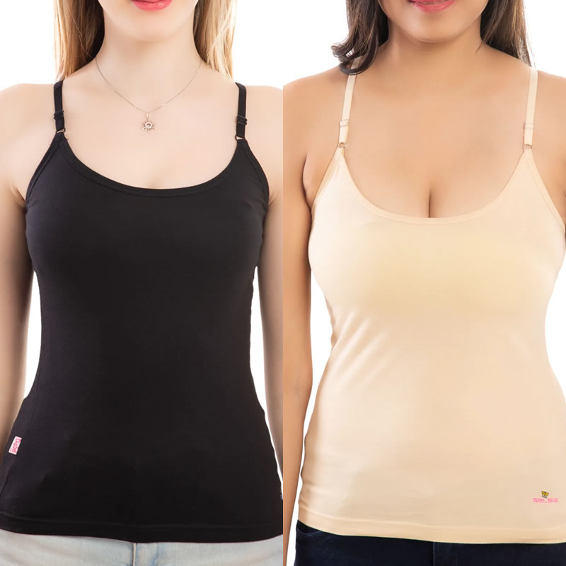 Women Cotton Camisole Tank Top Pack of 2, Lingerie, Bra Free Delivery India.
