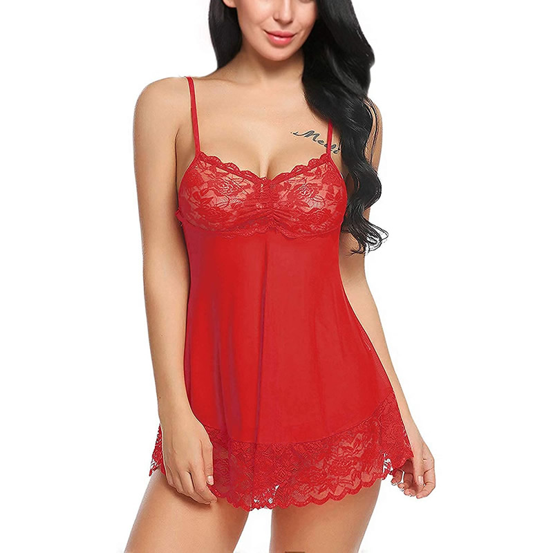 Oyshome Hot Red Transparent 2Pcs Short Baby doll Nighty Dress For  Women(Panty & Bra) : Amazon.in: Clothing & Accessories