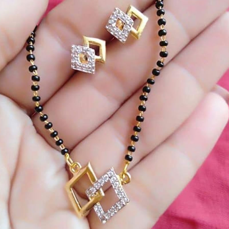 American Diamond Gold Plated Mangalsutra Pendant With Earrings Set Gender  Women at Best Price in Surat  Watchstar