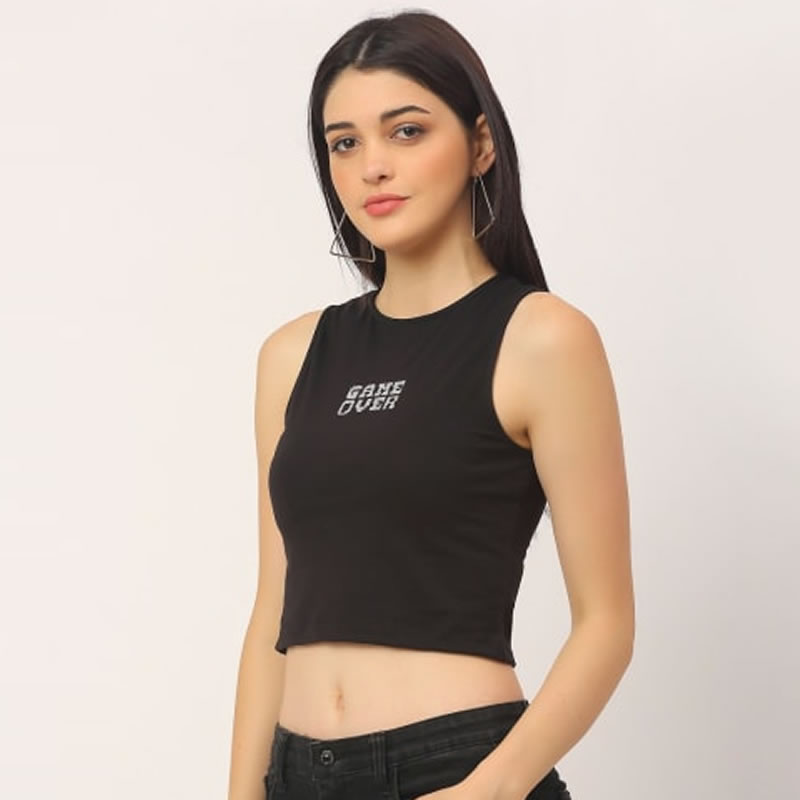 Game Over Cotton Printed Crop Top, Western Wear, T-Shirts Free Delivery ...