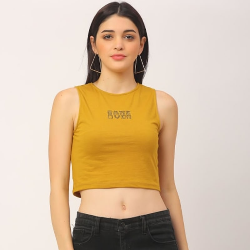 Game Over Cotton Printed Crop Top, Western Wear, T-Shirts Free Delivery ...