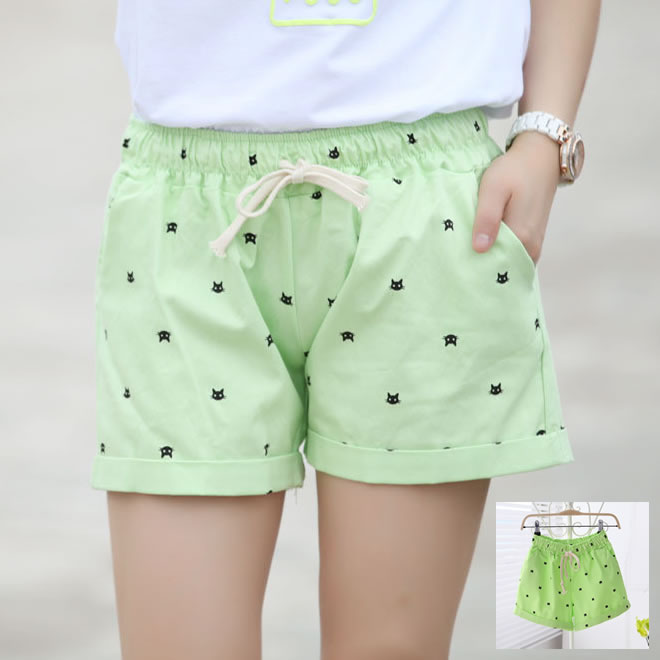 Kitten Pattern Printed Hot Short Korean Half Pants Girls, Western Wear,  Shorts & Skirts Free Delivery India.